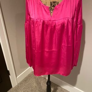 Vince Camino Hot Pink Satin Blouse
